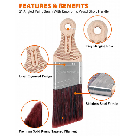 Плоская кисть Rollingdog DOBERMAN XT1000 2”(50,8 мм) угловой срез, синтетика арт.10327