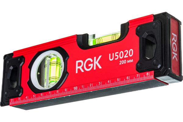 Уровень пузырьковый 200мм, 2 глазка, U5020 RGK, 4610011873775
