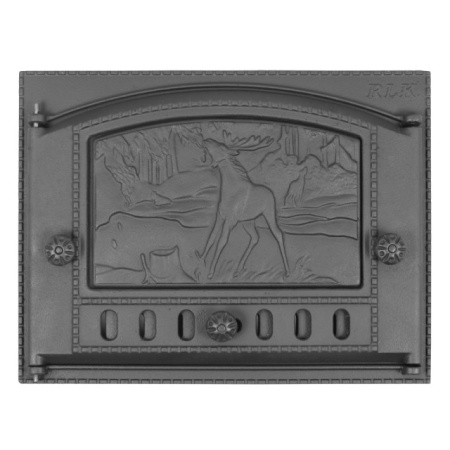 Дверка каминная с рисунком не уплотненная Литком ДК-2 Природа, 375х300х40мм, черная