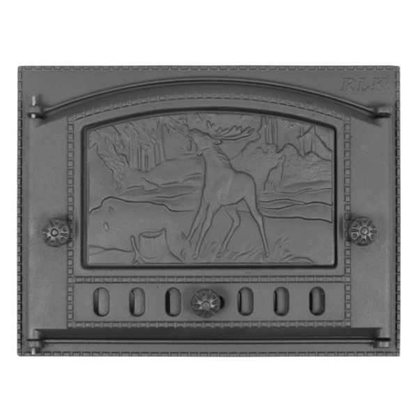 Дверка каминная с рисунком не уплотненная Литком ДК-2 Природа, 375х300х40мм, черная