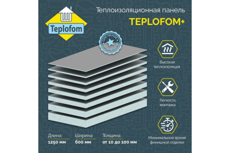 Панель теплоизоляционная конструкционная двусторонняя Teplofom+ 30 XPS 2500х600х30мм