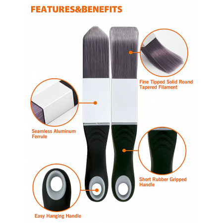 Набор кистей с короткой ручкой PT-1000 22/24 мм, синтетика, серия Professional, Rollingdog арт.10593