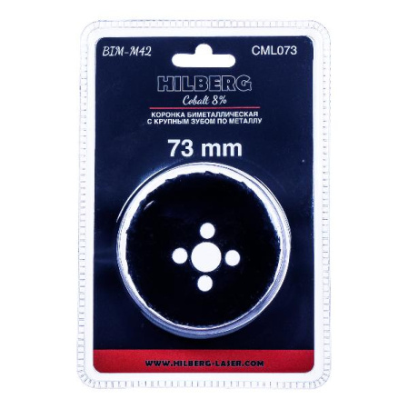 Коронка биметаллическая по металлу 73мм, крупный зуб, Hilberg Bi-Metal Cobalt 8% (М42), CML073