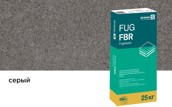 FUG FBR графит, Затирка для широких швов плитки, strasser, 25 кг арт.72091