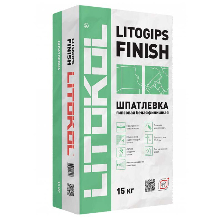 LITOGIPS FINISH Шпаклевка гипсовая серая LITOKOL, 15кг