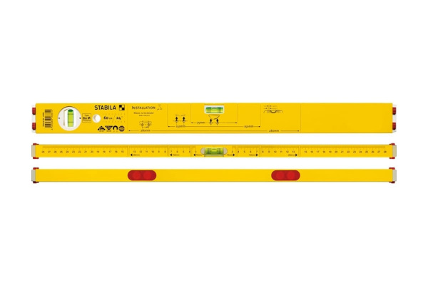 Уровень пузырьковый 600мм, 2 глазка, тип 80M Installation для сантехника STABILA, 16881