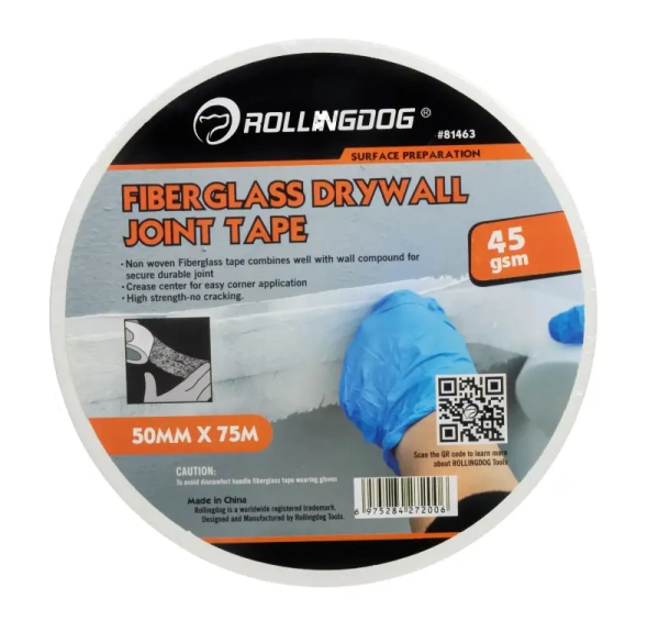 Лента для швов гипсокартона, стеклохолст 45 г/м² Rollingdog 5см x 75м арт. 81463