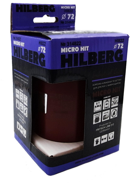 Коронка алмазная 72 мм Hilberg Industrial Laser Micro Hit HI822 Коронка алмазная 72 мм Hilberg Industrial Laser Micro Hit HI822