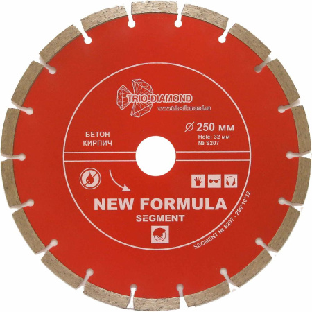 Диск отрезной алмазный Трио Диамант New Formula Segment  250мм/32/25,4мм/2,9мм, S207