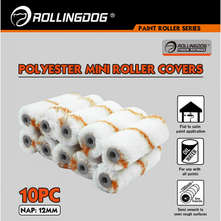 Набор валиков для бюгеля 6мм Rollingdog PAINT ROLLER 100мм полиэстер 12мм (10шт) арт.00371