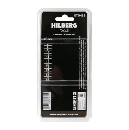 Сверло ступенчатое по металлу 4-32мм (15ступ) Hilberg (Р6М5) HSS-COBALT, ST0432