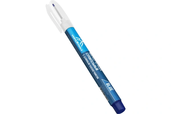 Строительный маркер-краска с длинным наконечником VertexTools синий арт. 0021-04