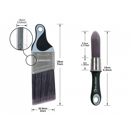 Набор кистей с короткой ручкой PT-1000 22/50 мм, синтетика, серия Professional, Rollingdog арт.10595