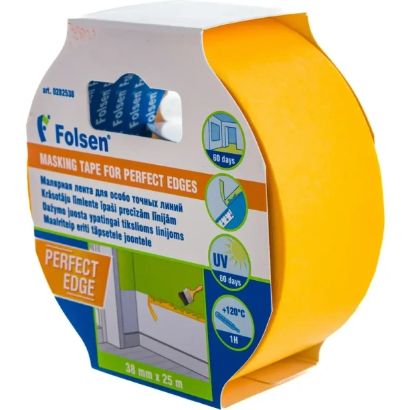 Малярная лента FOLSEN PERFECT EDGE (золотая 5 мес.) 38мм х 25м арт. 0282538