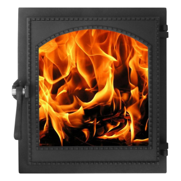 Топочная дверка со стеклом герметичная Литком ДТГ-8С Кижи, 290х325х35мм, черная Топочная дверка со стеклом герметичная Литком ДТГ-8С Кижи, 290х325х35мм, черная