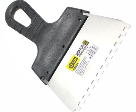 Шпатель нержавеющий пластиковая ручка 150мм зуб 6мм арт. 02-11-156