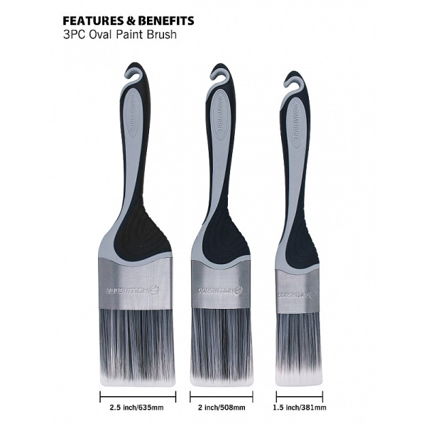 Набор кистей OT1000 37/50/62 мм, синтетика серия Professional, Rollingdog арт.10545