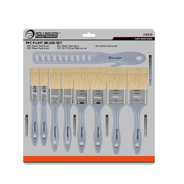 Набор кистей G100 20/20/30/30/40/40/50/50 мм, синтетика, серия Standard, Rollingdog арт.10635