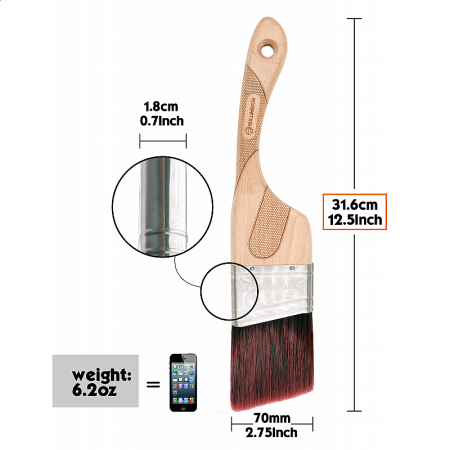 Плоская кисть Rollingdog DOBERMAN X1000 2,5”(63,5 мм) угловой срез, синтетика арт.10298
