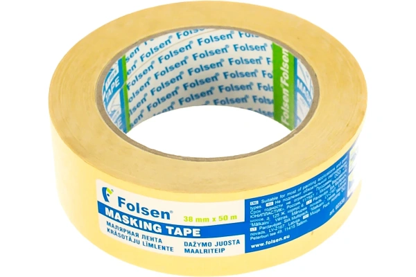 Малярная лента FOLSEN MASKING TAPE (желтая 5 д.) 38мм х 50м арт. 02338