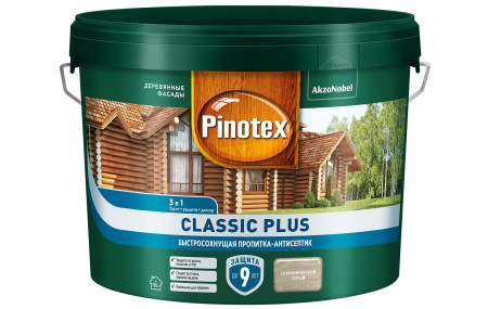 Пропитка-антисептик Pinotex Classic Plus Скандинавский серый 9 л