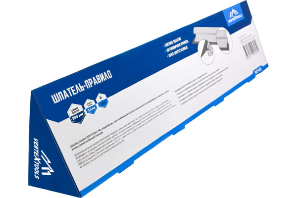 Шпатель-правило vertextools 800мм, толщина 0,5мм, алюминевый+нержавеющая сталь 1607-800