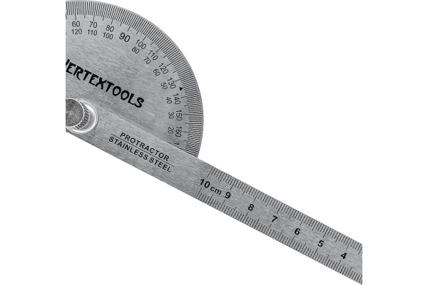 Транспортир с линейкой vertextools 90x150мм арт.3040-90-150