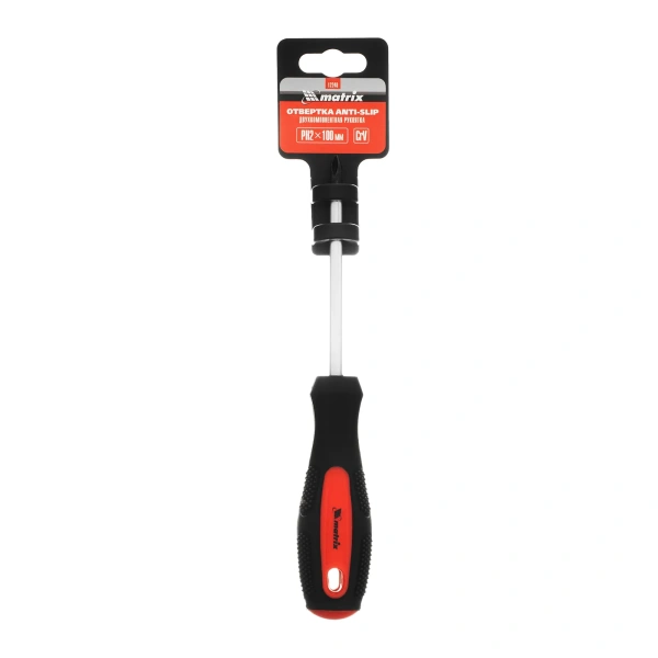 Отвертка Anti-Slip, PH2 х 100 мм, CrV, двухкомпонентная рукоятка Matrix арт. 12248