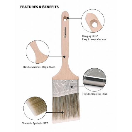 Плоская кисть Rollingdog W1000 3”(76,2) угловой срез, синтетика арт.10199