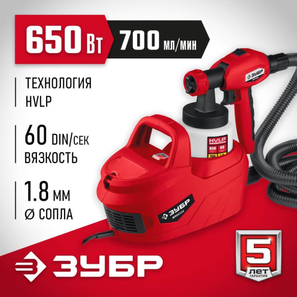 Краскопульт электрический воздушный ЗУБР КПЭ-650 арт. КПЭ-650