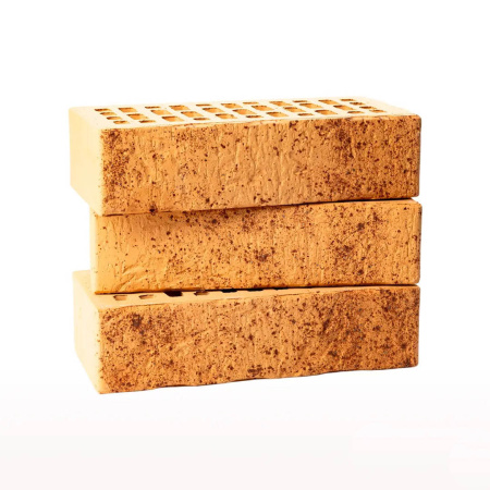 Облицовочный кирпич Тайга морошка скала, рваная фаска 1НФ 250х65х120 мм