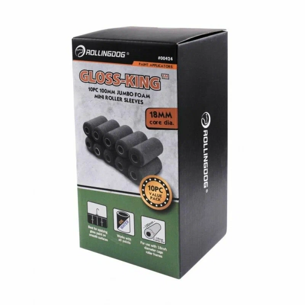 Набор валиков для каркаса Ø18мм Rollingdog GLOSS-KING 100мм поролон (10шт) арт.00424